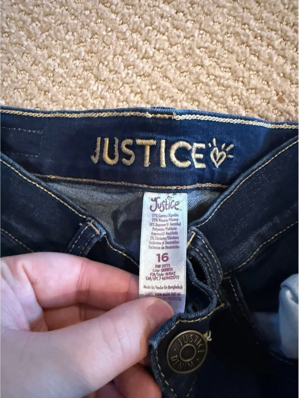 Justice size 16 jeans with holes